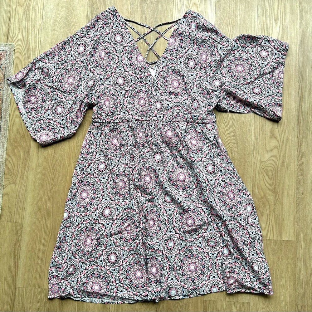 Torrid Pink & Black Paisley Pattern Flowy Mini Dress/ Tunic - Picture 7 of 7